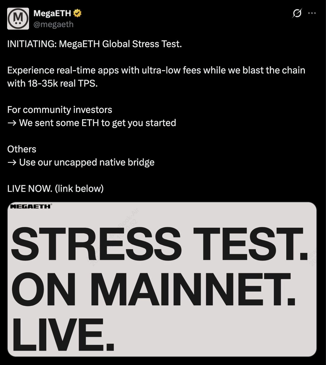 MegaETH 主网将于 2 月 9 日上线：压力测试吞吐量达 3.5 万 TPS