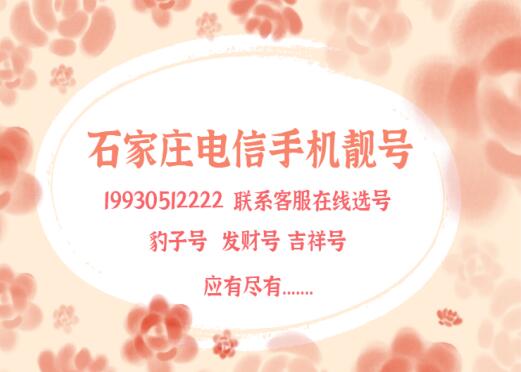 石家庄电信手机靓号19930512222 尾数四连顺子收尾简洁易记