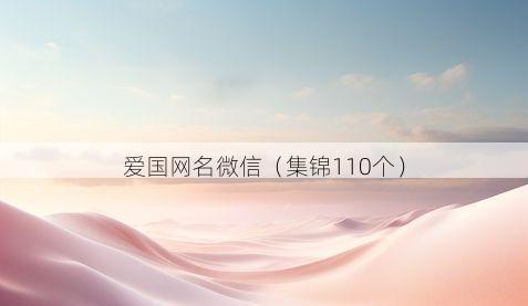爱国网名微信有哪些