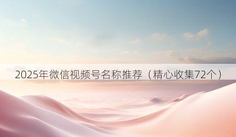 2025年微信视频号名称推荐有哪些