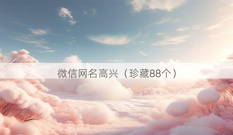 微信网名高兴有哪些