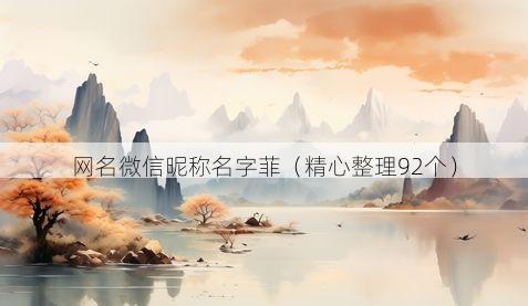 网名微信昵称名字菲有哪些
