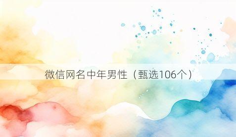 微信网名中年男性有哪些