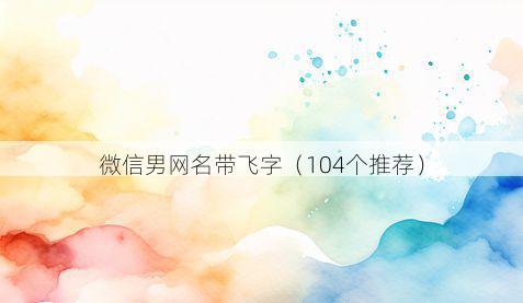 微信男网名带飞字有哪些