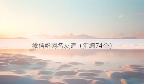 微信群网名友谊有哪些