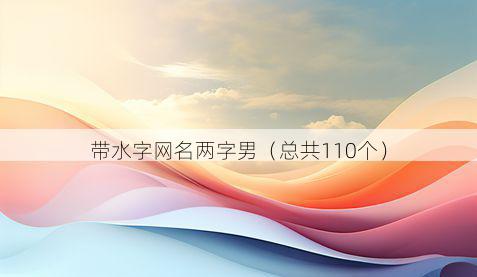 带水字网名两字男有哪些