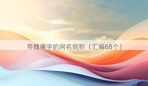 带魏唐字的网名昵称有哪些