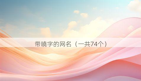带曉字的网名有哪些