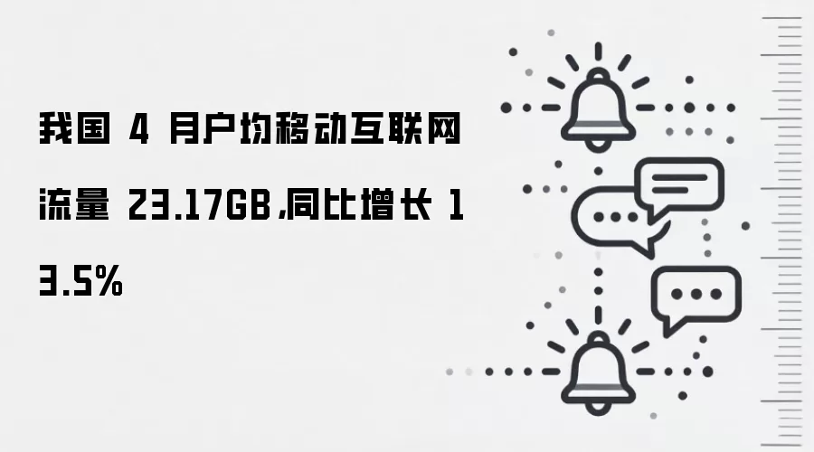 我国 4 月户均移动互联网流量 23.17GB，同比增长 13.5%