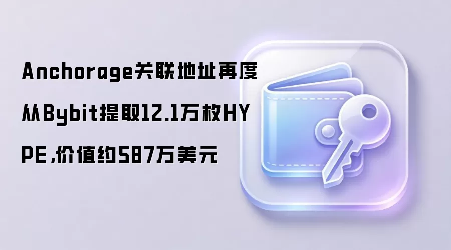 Anchorage关联地址再度从Bybit提取12.1万枚HYPE,价值约587万美元