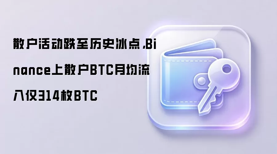 散户活动跌至历史冰点，Binance上散户BTC月均流入仅314枚BTC