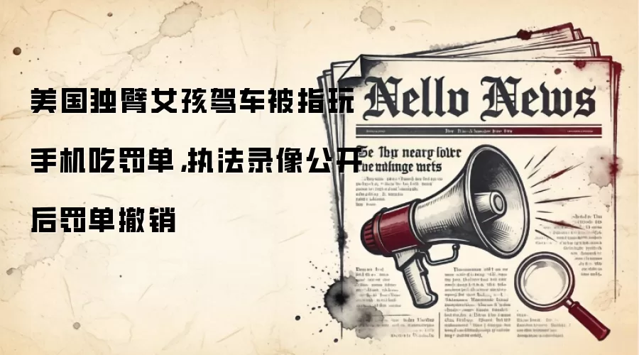 美国独臂女孩驾车被指玩手机吃罚单，执法录像公开后罚单撤销