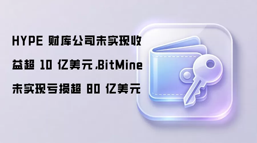 HYPE 财库公司未实现收益超 10 亿美元,BitMine 未实现亏损超 80 亿美元