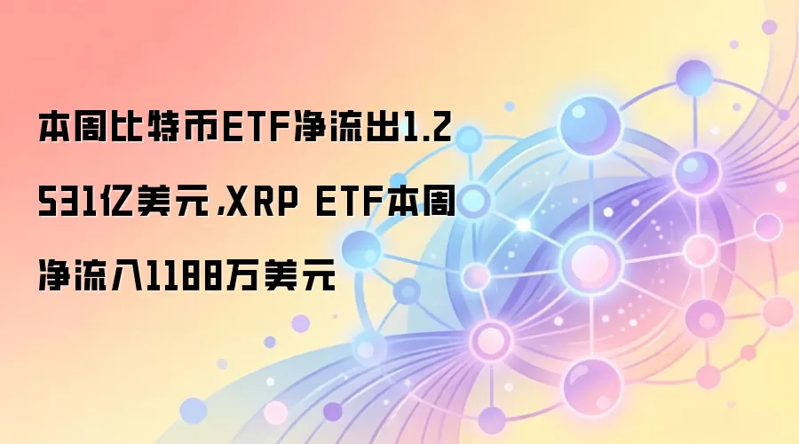 本周比特币ETF净流出1.2531亿美元，XRP ETF本周净流入1188万美元