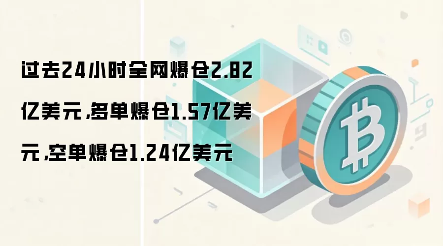 过去24小时全网爆仓2.82亿美元，多单爆仓1.57亿美元，空单爆仓1.24亿美元