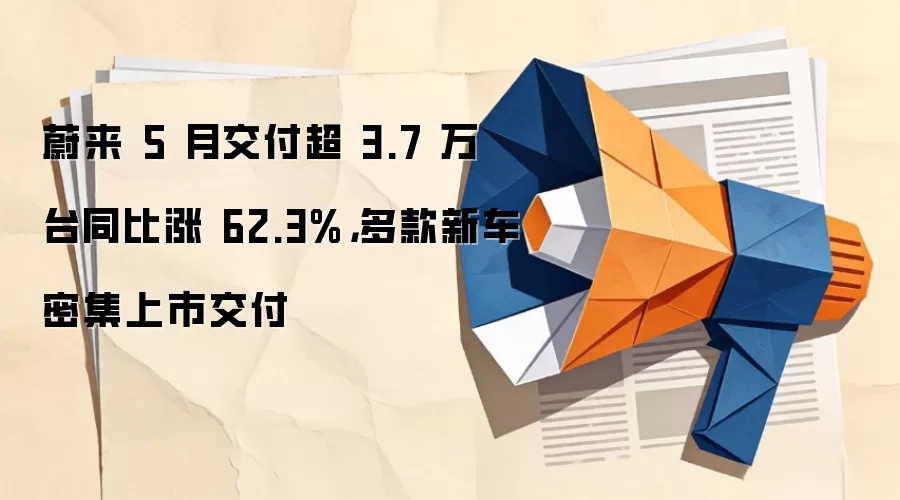 蔚来 5 月交付超 3.7 万台同比涨 62.3%，多款新车密集上市交付