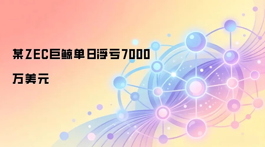 某ZEC巨鲸单日浮亏7000万美元