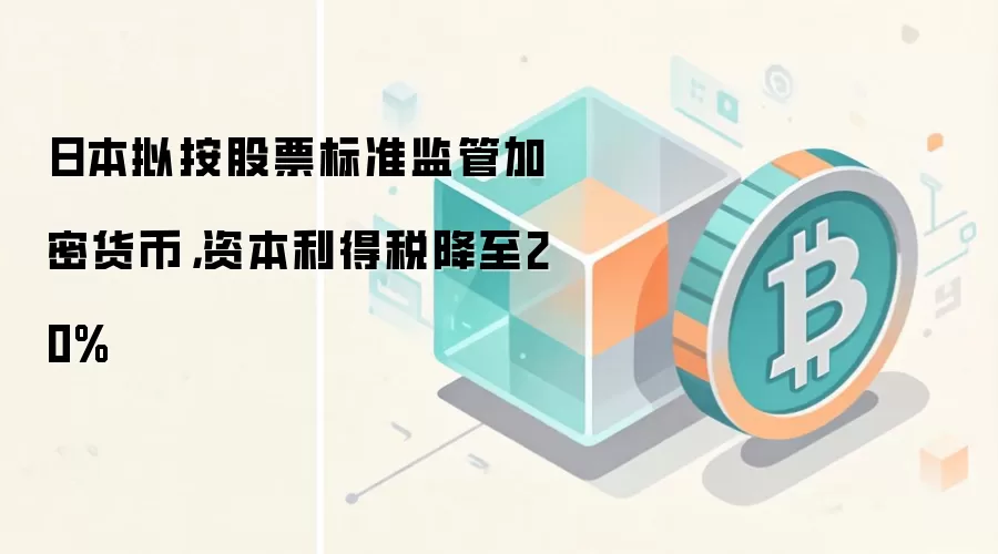 日本拟按股票标准监管加密货币，资本利得税降至20%