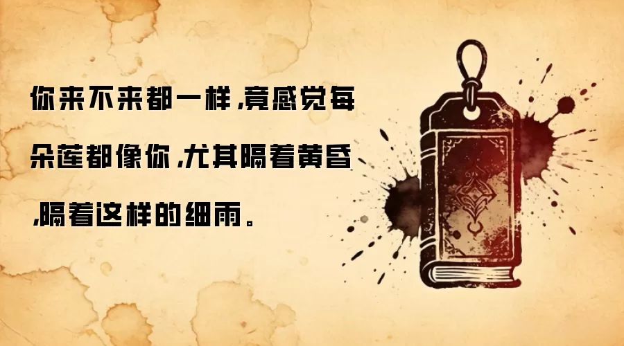 你来不来都一样，竟感觉每朵莲都像你，尤其隔着黄昏，隔着这样的细雨。