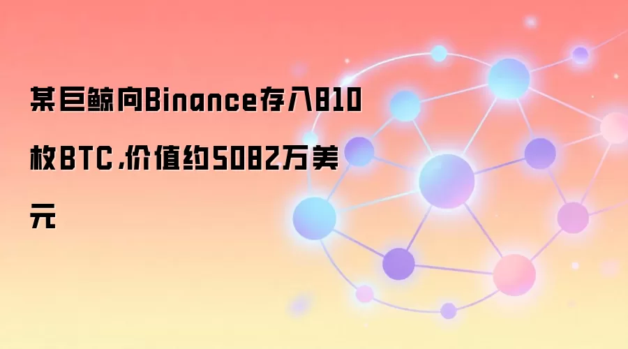 某巨鲸向Binance存入810枚BTC，价值约5082万美元