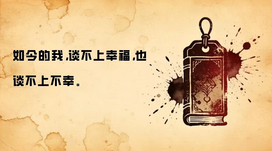 如今的我,谈不上幸福,也谈不上不幸。