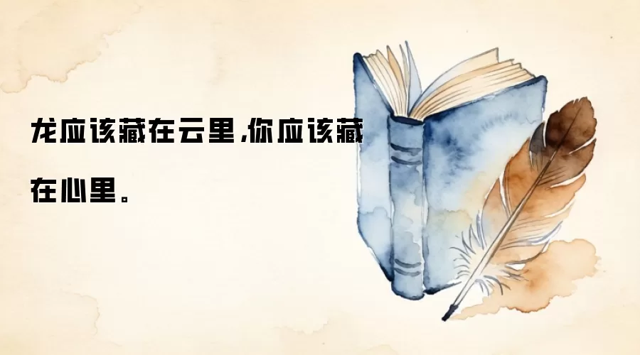 龙应该藏在云里，你应该藏在心里。
