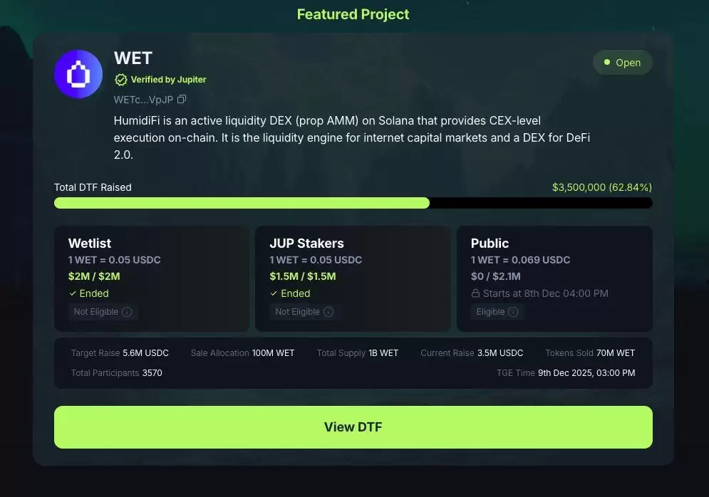Jupiter ICO（DTF）首期项目:HumidiFi（WET)币及其特色全面介绍
