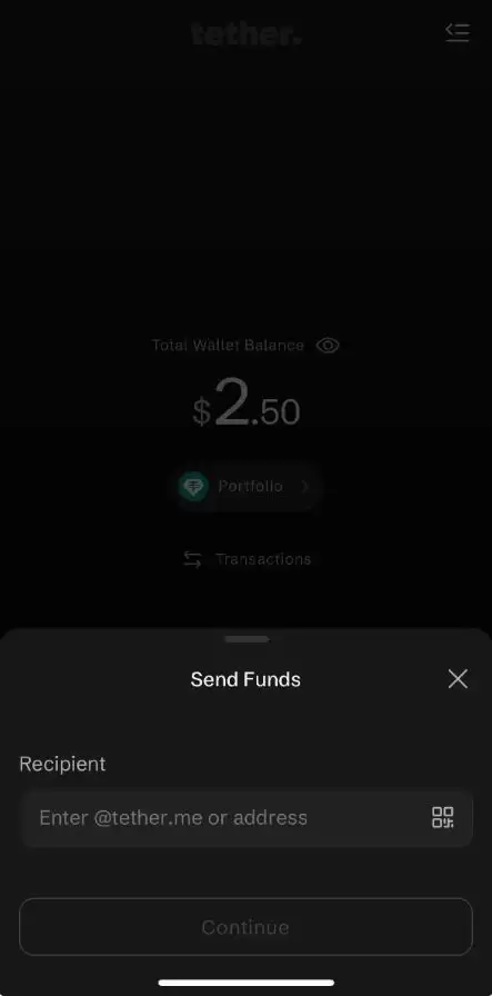 Step 1：点选 Send，输入收款人
