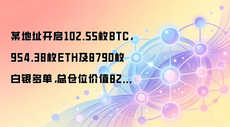 某地址开启102.55枚BTC，954.38枚ETH及8790枚白银多单，总仓位价值829万美元