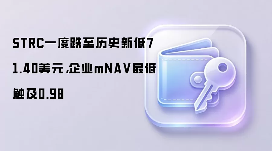 STRC一度跌至历史新低71.40美元，企业mNA V最低触及0.98