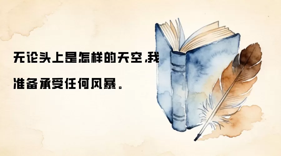 无论头上是怎样的天空，我准备承受任何风暴。
