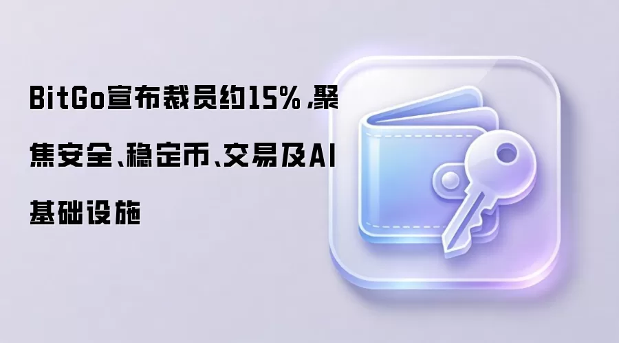 BitGo宣布裁员约15%，聚焦安全、稳定币、交易及AI基础设施