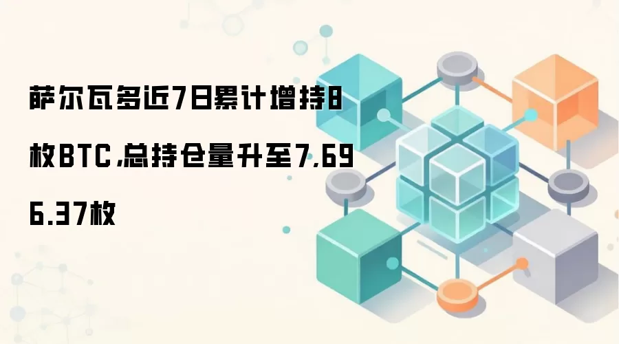 萨尔瓦多近7日累计增持8枚BTC，总持仓量升至7,696.37枚