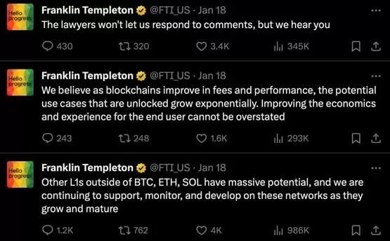 富兰克林邓普顿申请以太坊现货ETF！秀出雷射眼拥抱加密 大赞SOL