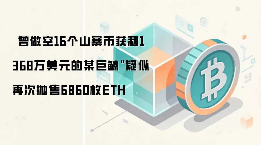 “曾做空16个山寨币获利1368万美元的某巨鲸”疑似再次抛售6860枚ETH