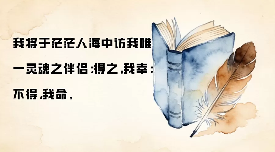 我将于茫茫人海中访我唯一灵魂之伴侣；得之，我幸；不得，我命。