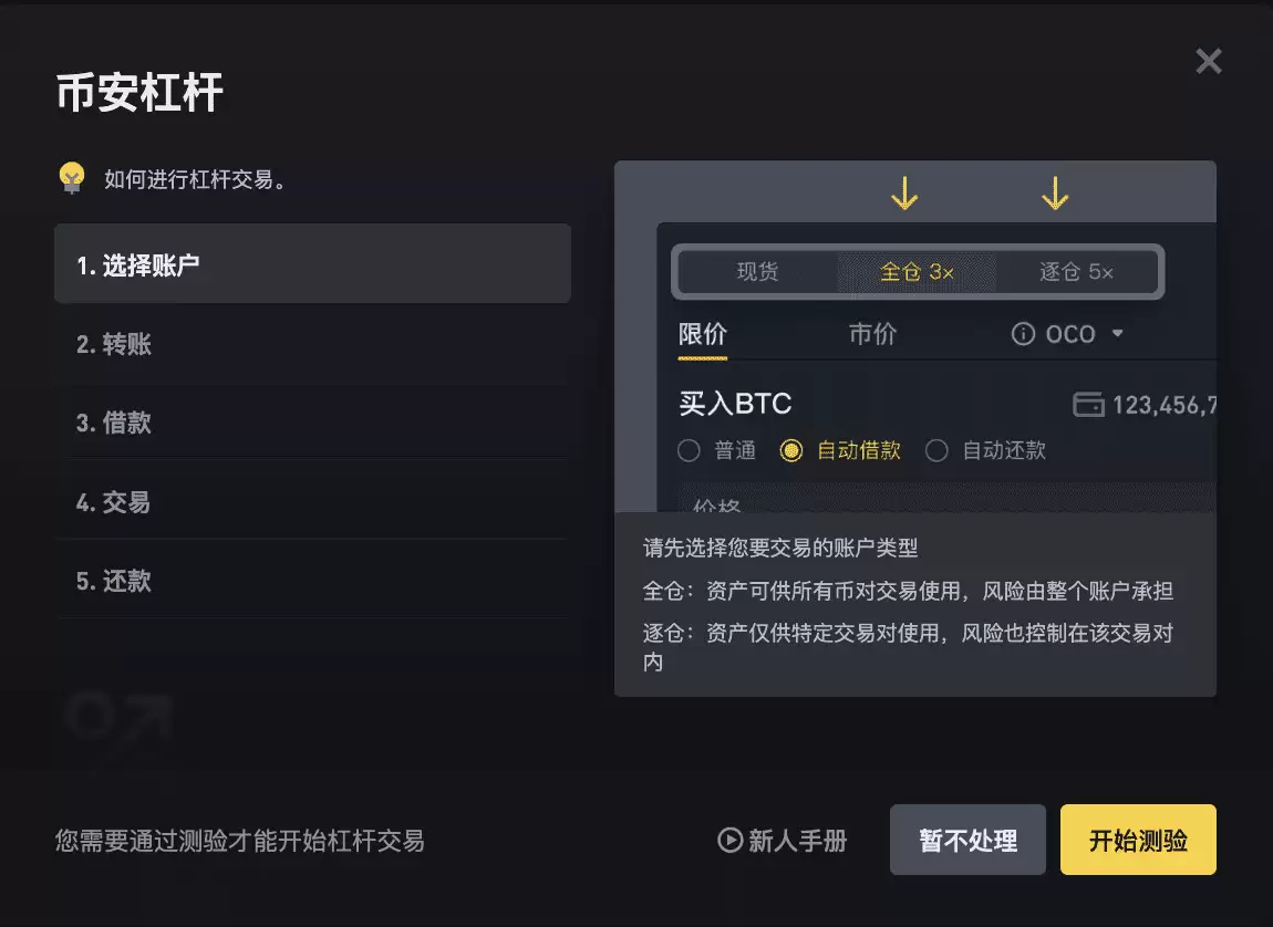 Step 1：开通币安杠杆交易账户