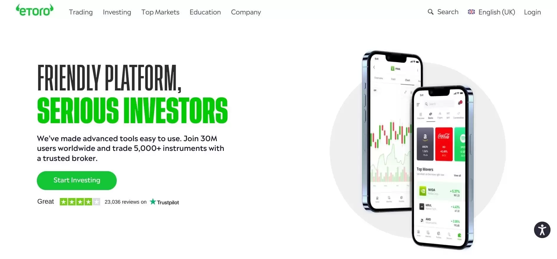 8.eToro – 总体最佳比特币交易平台