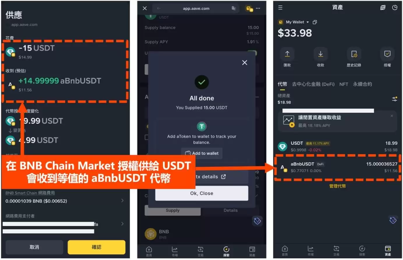 2. 供给者的奖励会以aToken的形式保存