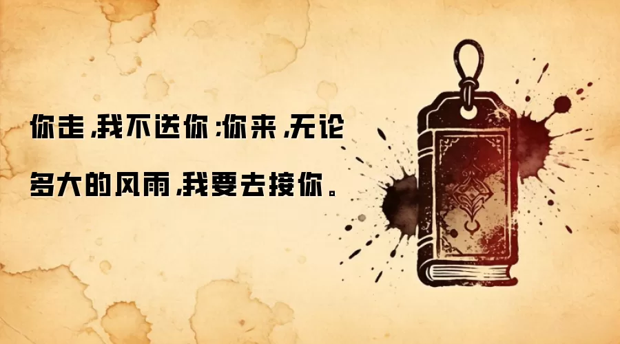 你走，我不送你；你来，无论多大的风雨，我要去接你。