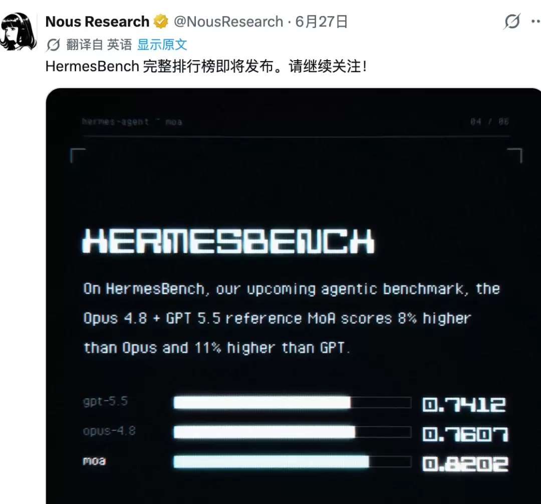 Hermes新功能上线!比Opus 4.8和GPT-5.5还猛