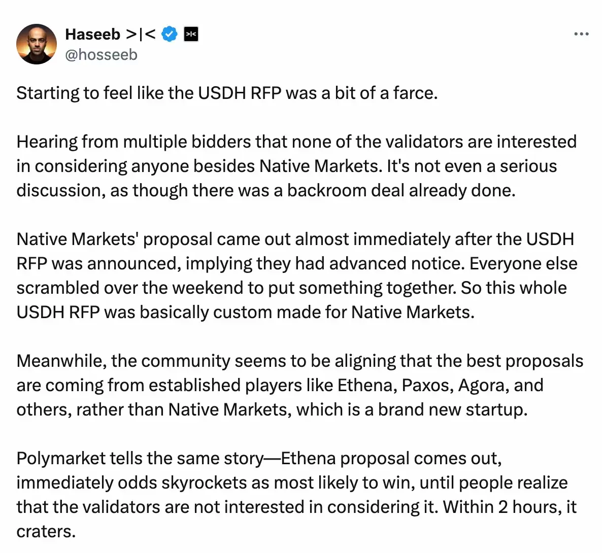 一文了解Ethena退出Hyperliquid USDH稳定币竞标,为Native Markets扫清道路