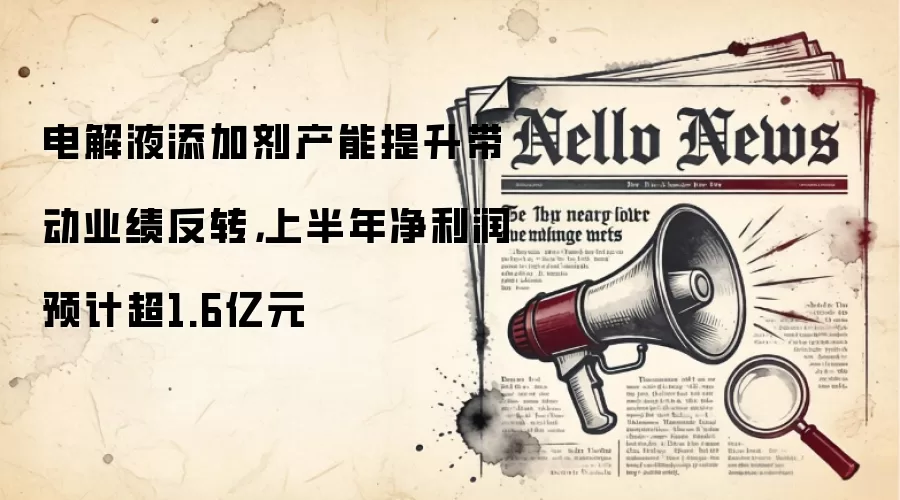 电解液添加剂产能提升带动业绩反转，上半年净利润预计超1.6亿元