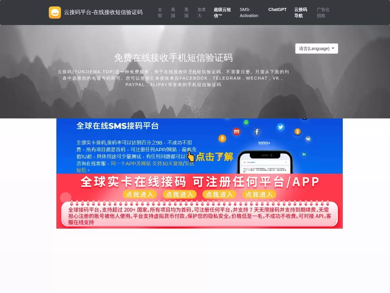 在线接收信息验证码平台示意图