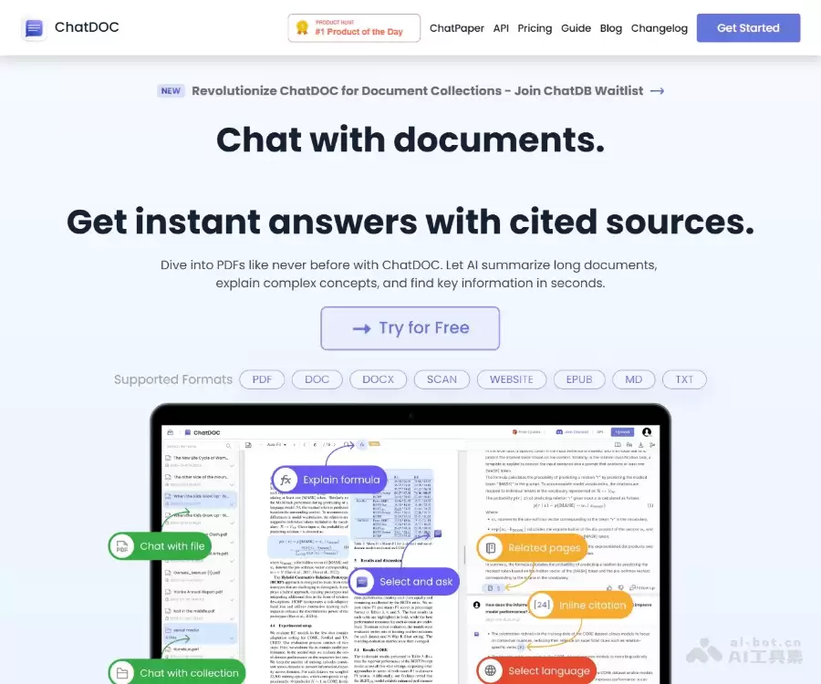ChatDOC：基于ChatGPT的文档阅读、提取、总结、摘要的工具