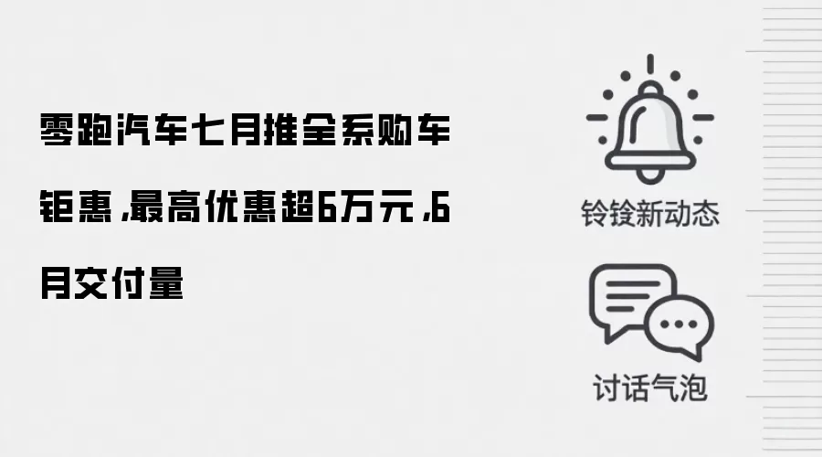 零跑汽车七月推全系购车钜惠，最高优惠超6万元，6月交付量