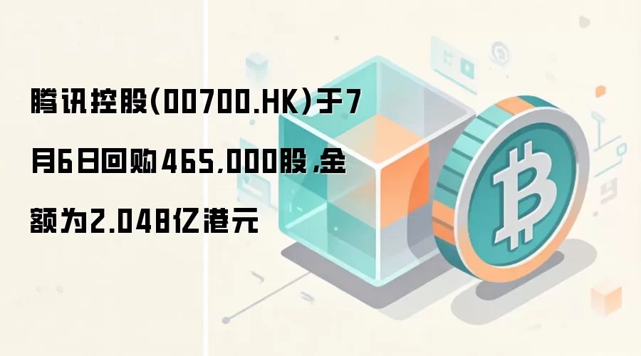 腾讯控股(00700.HK)于7月6日回购465,000股，金额为2.048亿港元