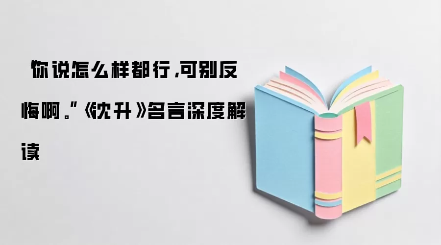 “你说怎么样都行，可别反悔啊。”《沈升》名言深度解读