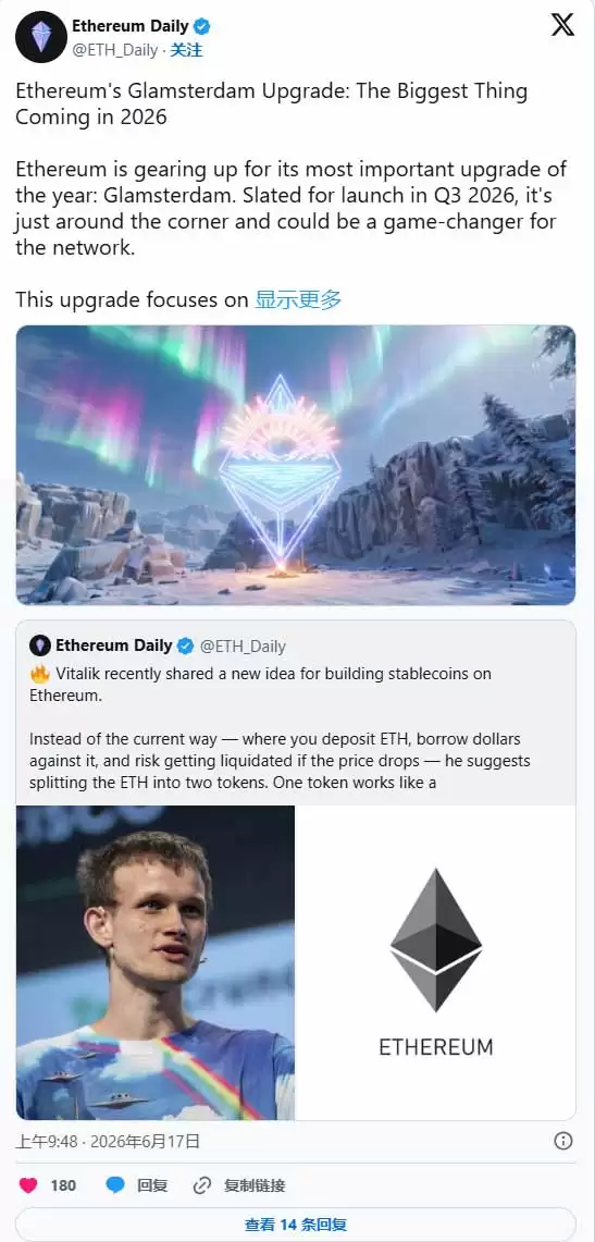以太坊 (ETH) 价格:Glamsterdam 升级临近,ETH能否突破1838美元？