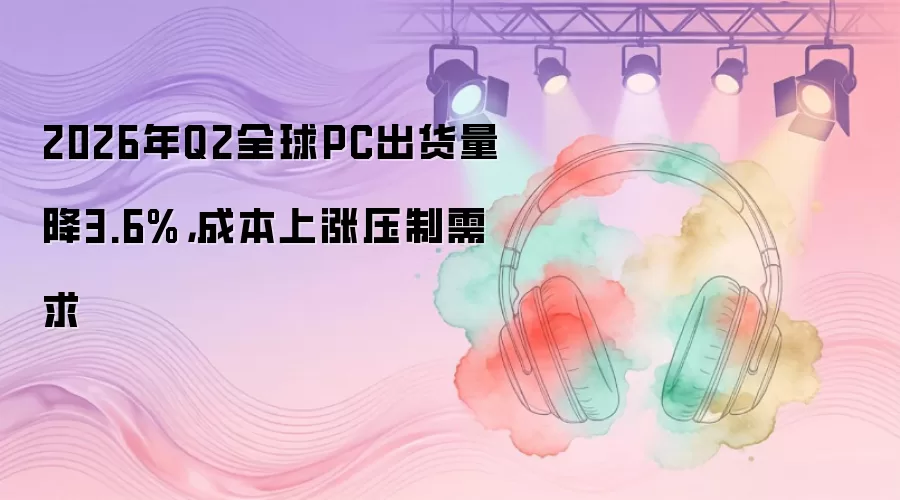 2026年Q2全球PC出货量降3.6%，成本上涨压制需求